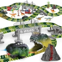 Tyethy 237 Pcs Dinosaur Toys Race Car Track Set, STEM Vehicle Playset Dinosaur World Road Toys for 3 4 5 6 Year & Up Old boy Girls Best Gift