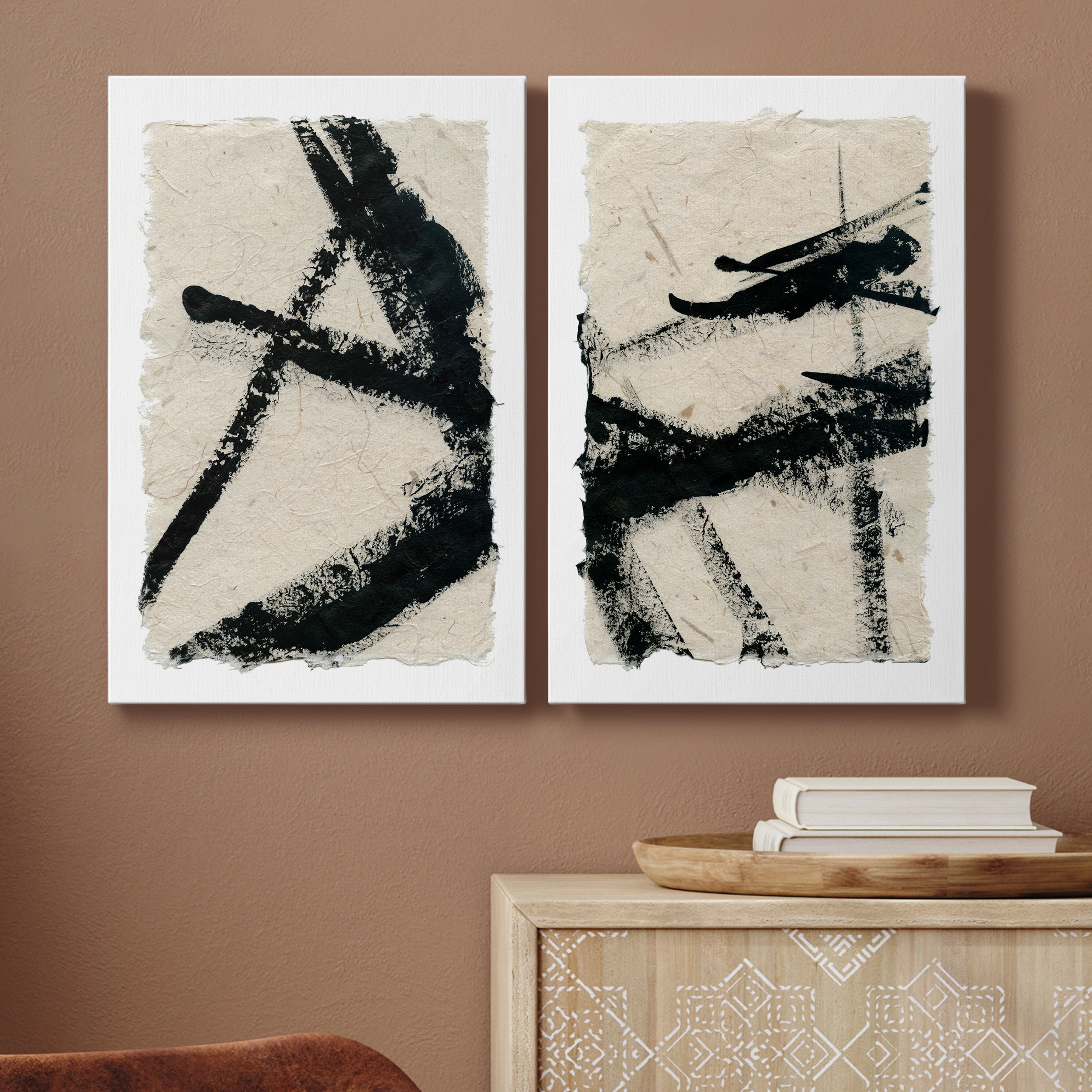 Lines Crossed I Premium Gallery Wrapped Canvas - Ready to Hang - Set of 2 - 24 x 36 Each