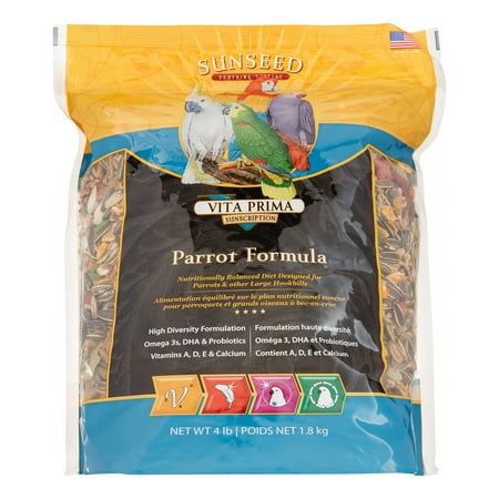 Sunseed Vita Prima Parrot Formula Dry Bird Food, 4 Lb