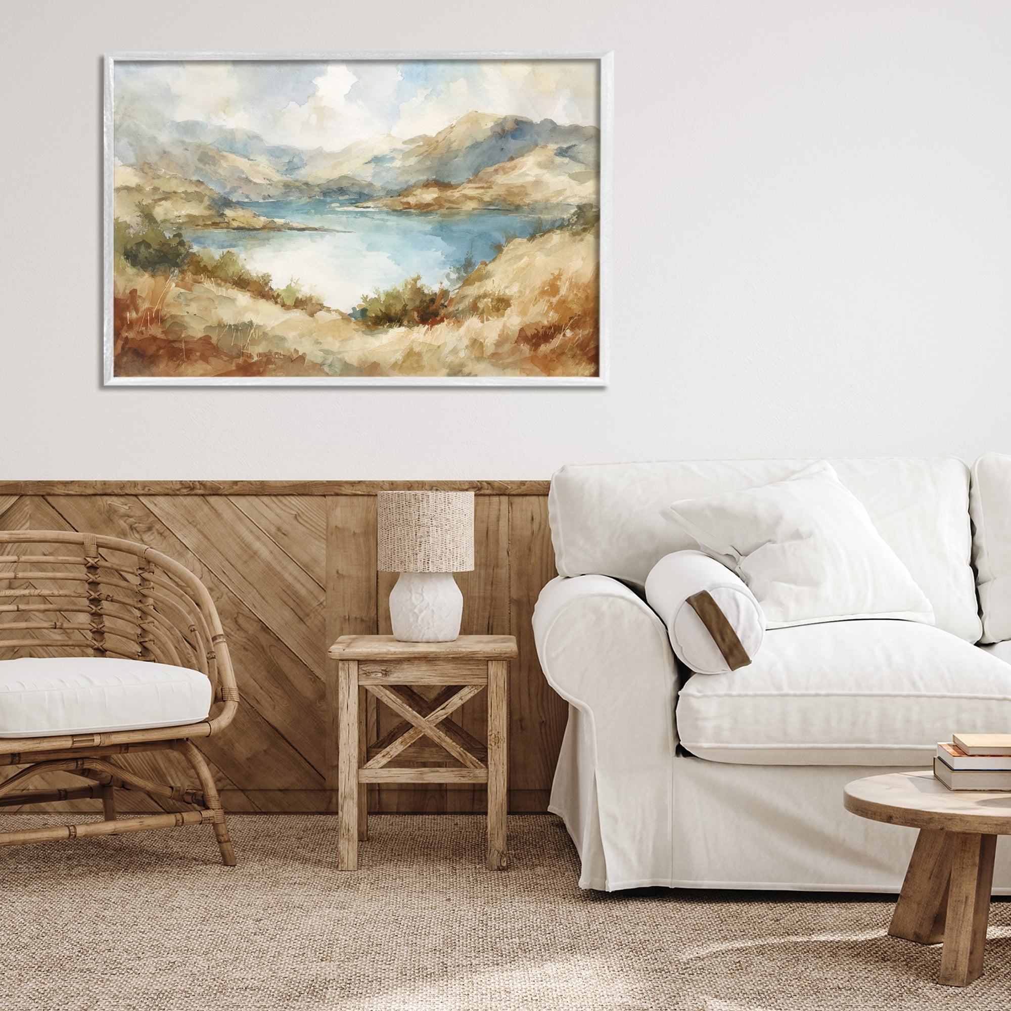 Stupell Industries Secret Mountain Lake Panorama White Framed Giclee Art, design by Petal Prints Design