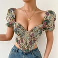 thumbnail image 2 of Odeerbi Renaissance Medieval Corset Tops for Women Vintage Floral Boned Corset 2025 Casual Summer V-Neck Sexy Short Top White, 2 of 5