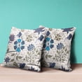 thumbnail image 2 of Amrita Sen Designs  18 x 18 in. Checkerboard & Flowers Broadcloth Indoor & Outdoor Blown & Closed Pillow - Beige, Blue & Yellow, 2 of 4