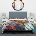 thumbnail image 3 of Designart '3D Diamond Shaped Geometry in Shades of Blue and Red' Modern & Contemporary Duvet Cover Set, 3 of 4