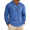 thumbnail image 2 of Havenx Men's Slub Cotton Linen Polo Shirts Long Sleeve Button Down Polo Collared Polos Refreshing Silky Soft Lightweight Summer Clothes,Royal Blue 2XL, 2 of 7