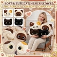 thumbnail image 2 of Cute Cat-Head Plush Throw Pillow - Soft Cartoon Design with Big Eyes for Sofa, Chair, Bedroom, Office, 2 of 6