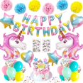 thumbnail image 1 of Suministros de fiesta de unicornio Decoraciones de cumpleaños Niñas Feliz cumpleaños Globos de unicornio con cumpleaños, 11 Feliz Sencillez, 1 of 2