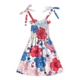 thumbnail image 4 of Povozer Patriotic Dress for Girls Toddler Girl Clothes Girls Comfortable Breathable Independence Day Dress Fashion Casual Camisole Dress,Size 4-5 Years,Watermelon Red, 4 of 5