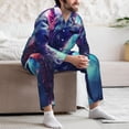 thumbnail image 7 of Honeii Starry Multicolored Wolf Pattern Mens Pajamas Set,2pcs Men's Lounge Long Sleeve Sleep Shirt and Pajama Bottoms Sleepwear Set,Mens Pjs Sets-XX-Large, 7 of 7