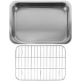 thumbnail image 2 of Shisuyan 1 Set Stainless Steel Baking Tray with Rack Practical Ovenware Tray Baking Dish, 2 of 8