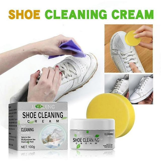 All Purpose White Shoe Cleaner Cream, Multifunctional Stain Removal Cream with Sponge