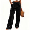 thumbnail image 2 of UKHCCC Wide Leg Pants for Women Velvet with Pockets High Waist Palazzo Trousers Flowy Dressy Casual Loose Fit Soft Velvety Office Party Evening S-2XL, 2 of 9
