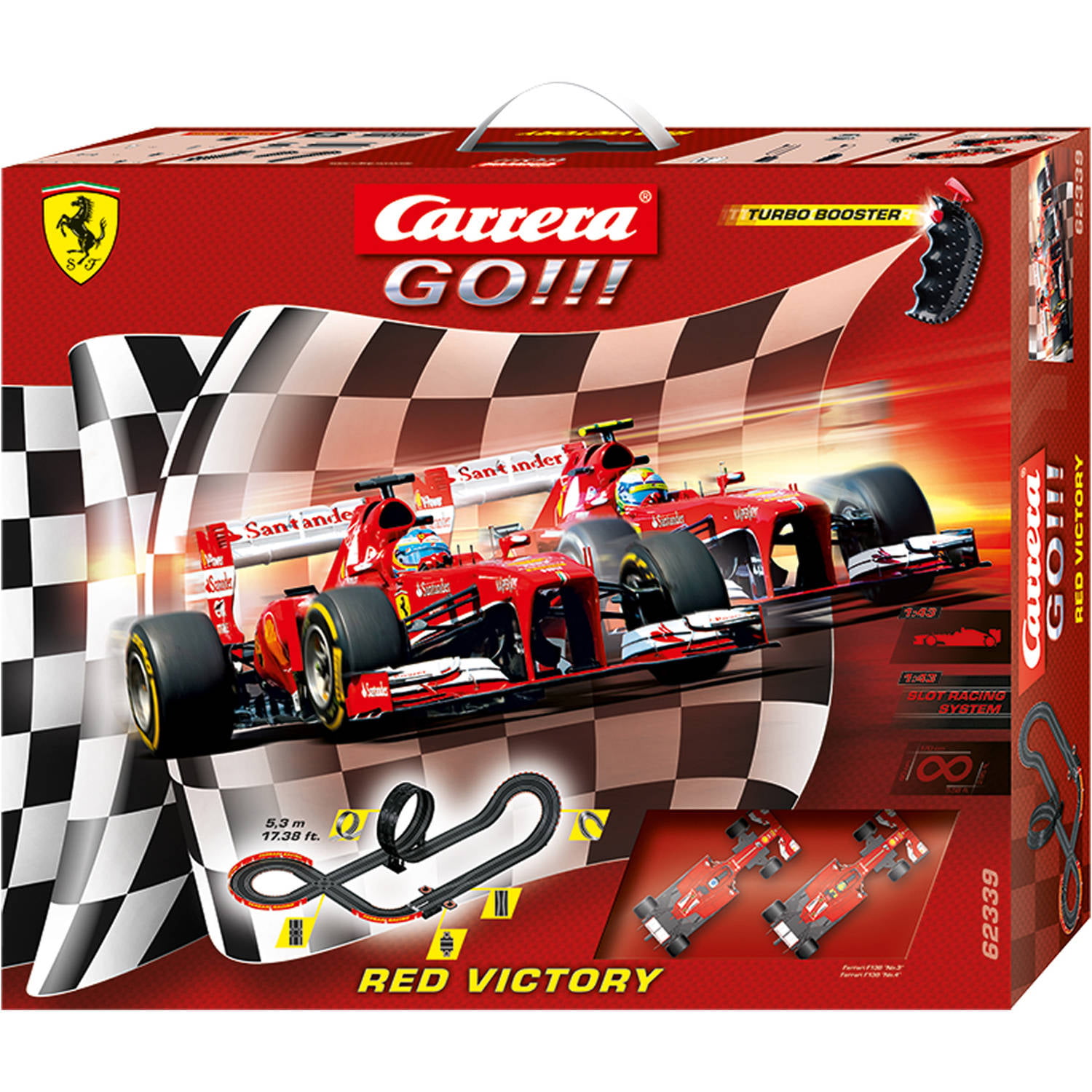Carrera GO Red Victory 1:43 Scale Slot Car Race Set with Turbo Booster -  