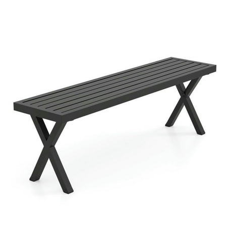 YYAo Garden Benches, Outdoor Bench,Patio Metal Bench with Slatted Seat and X Legs