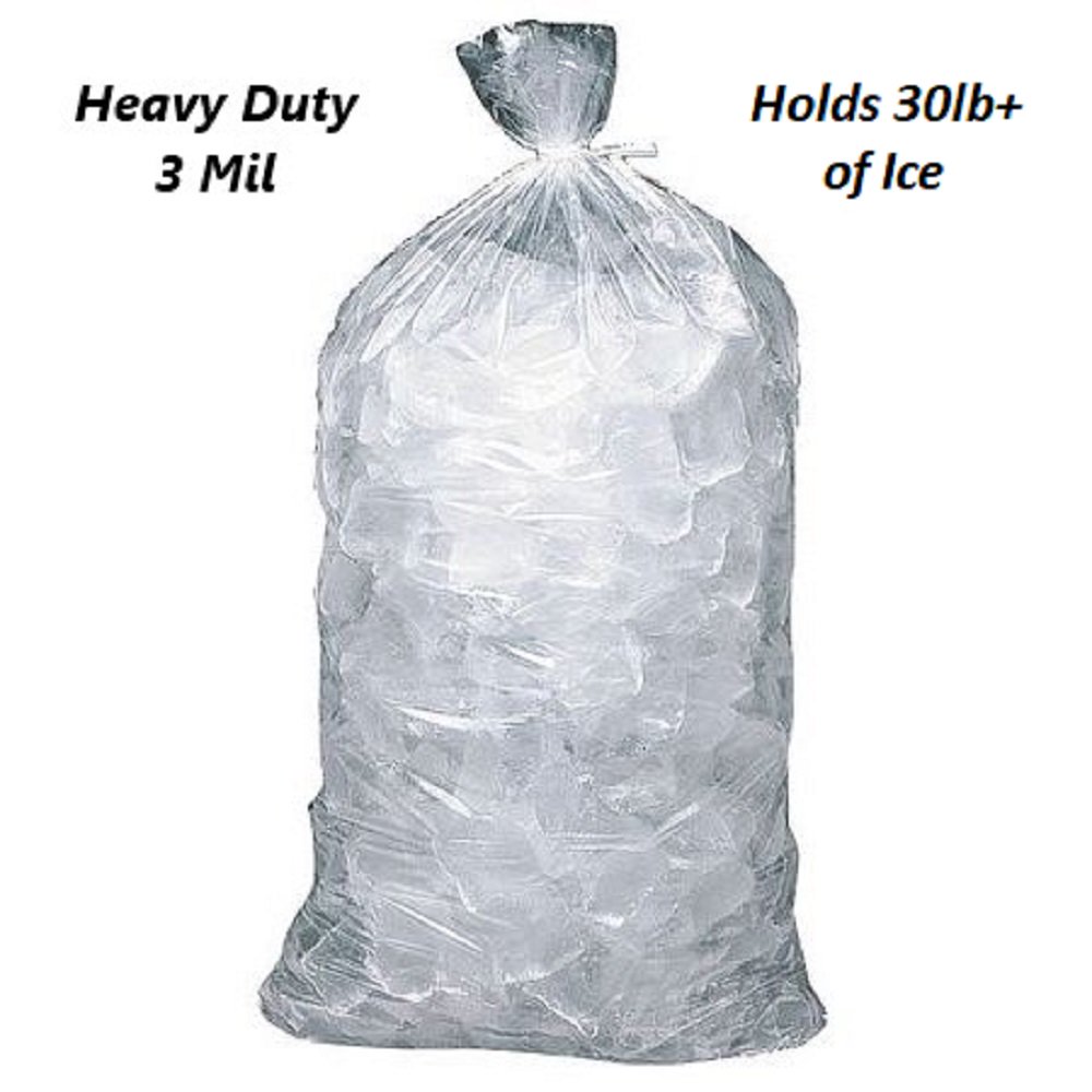 Bookishbunny 10 Pack 3 MIL 40 LB + Ice Bags LDPE Clear Commercial Baler