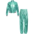 thumbnail image 3 of HULIJA Boys Metallic Bomber Jacket and Pants Modern Jazz Dance Clothing Set Hip Hop Dancing Outfits Light Green 14, 3 of 7