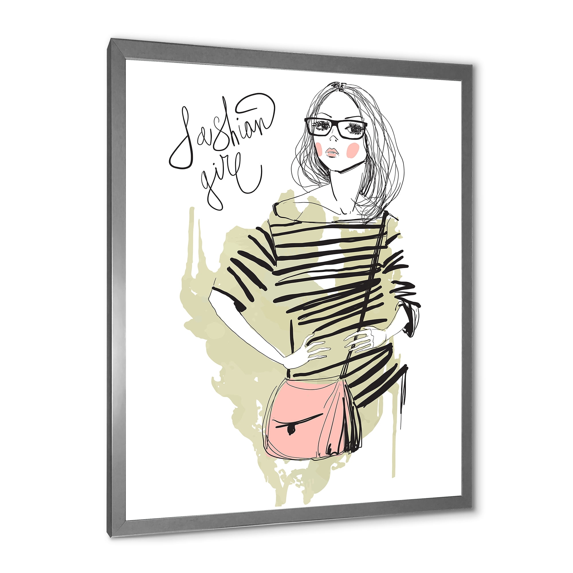 Designart 'Trendy Fashion Woman' Shabby Chic Framed Art Print
