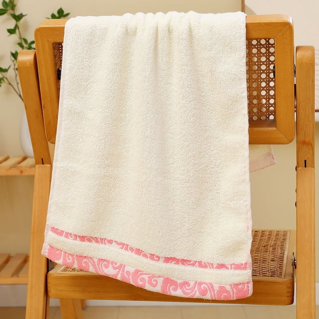 Zhuge 3 toallas de baño de algodón suave, supersuaves y muy absorbentes para ducha, piscina, spa y gimnasio. Uso diario: 34 x 74 cm (rosa).