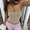 thumbnail image 7 of Women Strapless Striped Bandeau Tube Tops Y2K Aesthetic Sleeveless Backless Crop Tank Going Out Summer Girls Beach Holiday Camisoles, 7 of 7