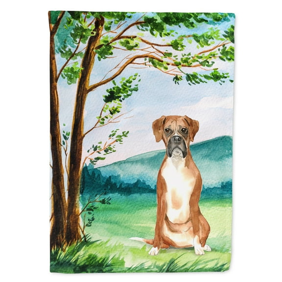 Carolines Treasures CK2578GF Under the Tree Boxer Flag Garden Size  Small multicolor