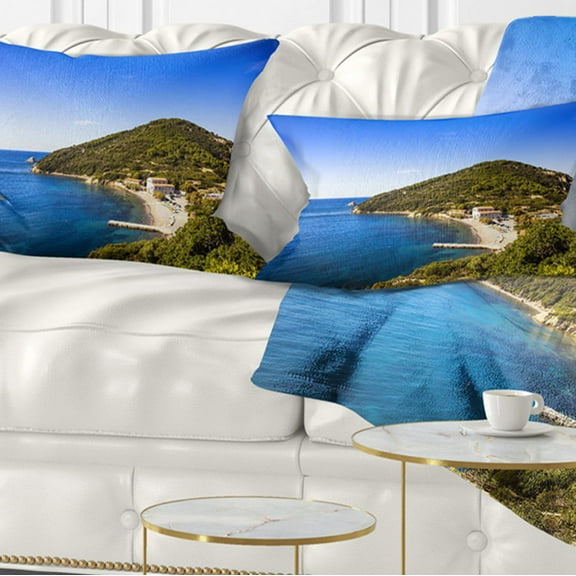 Designart 12" x 20" Blue Polyester Throw Pillow