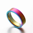 thumbnail image 2 of 4mm/6mm Rainbow Bands Men Women's 316L Stainless Steel Engagement Ring Size 5-13, 2 of 4