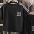 thumbnail image 3 of larppty Boys Clothes 2PCS Outfits Color Block T Shirt & Shorts Teen Boy Clothes Kids Summer Clothing Sets (2-3 Years,Black), 3 of 3