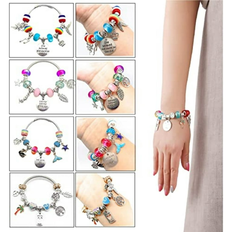 66pcs Charm Bracelet Making Kit,Jewelry Making Supplies  Beads,Unicorn/Mermaid Crafts Gifts Set for Girls Teens Age 8-12 