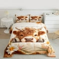 thumbnail image 2 of jejeloiu Farmhouse Highland Cattle Bedding Comforter Set,Countryside Floral Flower Twin Comforter Sets,Cute Daisy Blossom Bedding Set For Teens,Super Cozy Room Decor Reversible,2pcs, 2 of 8