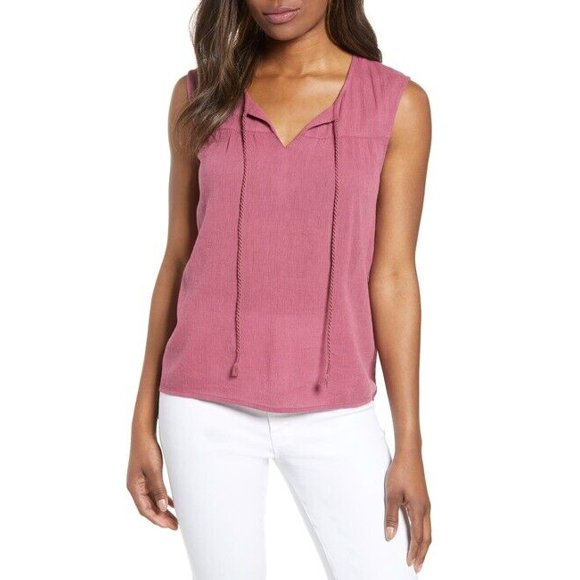 Caslon Débardeur Sans Manches à Franges en Bordeaux Taille S 69$