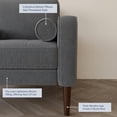 thumbnail image 4 of BELLEZE Erik Accent Chair Tufted Linen with Bolster Pillows, Grey, 4 of 7