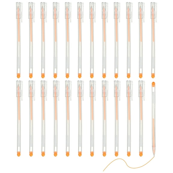 Uxcell 24 Pcs Colored Gel Pens, 0.5mm Fine Point Pastel Gel Pens High Light Ink for DIY Projects Painting Journaling Notebook Black Paper Drawing, 16cm Length Orange Ink