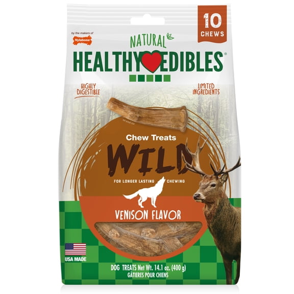 Nylabone Healthy Edibles WILD All-Natural Long Lasting Antler Chew Treats Venison Large (10 Count)