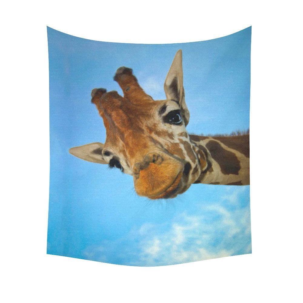 GCKG Blue Sky Cute Watching You Giraffe Tapestry Wall Hanging African Wildlife Wall Decor Art ...