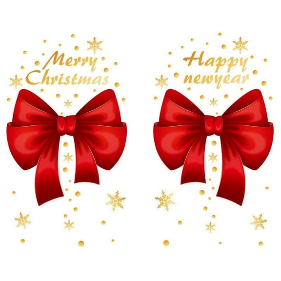 Tarmeek 2Pcs Christmas Bows Window Clings Stickers for Glass Decorations, Xmas Decals for Window Clings Decor Indoor Outdoor Christmas Decorations