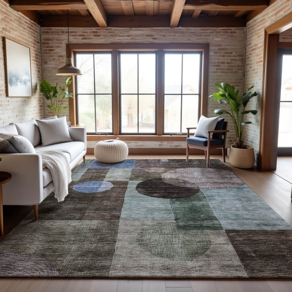 Addison Rugs Mayfield Premium Machine Washable Transitional Geometric Brown Rectangle Rug, 5' x 7'6"