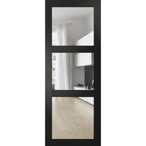 Lucia 2555 Matte Black, Slab Barn Door Panel Clear Glass - 24" х 96"