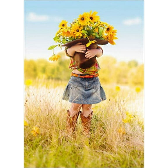 Avanti Press Girl Holds Hat With Flowers Mother's Day Card