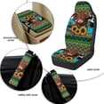 thumbnail image 6 of Xixirimido 5Pcs Car Seat Covers & Seatbelt Covers & Center Console Cover Set Universal Auto Accessories Fit for SUV Sedan Van Truck Leather Front Seat Cover, Ethnic Tribal Cow Sunflower Cowhide, 6 of 8