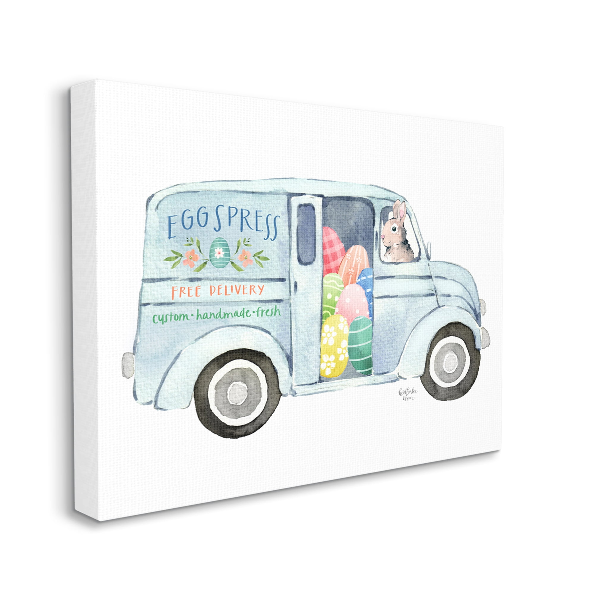 Stupell Industries Patterned Easter Eggs Truck Holiday Bunny Painting Painting Gallery Wrapped Canvas Print Wall Art, Design by Heatherlee Chan