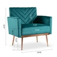 thumbnail image 6 of TTGIEET Modern Velvet Accent Chair Set of 2, Upholstered Tufted Armchair with Golden Metal Legs Single Sofa Reading Club Chair for Living Room Office (Blue), 6 of 7