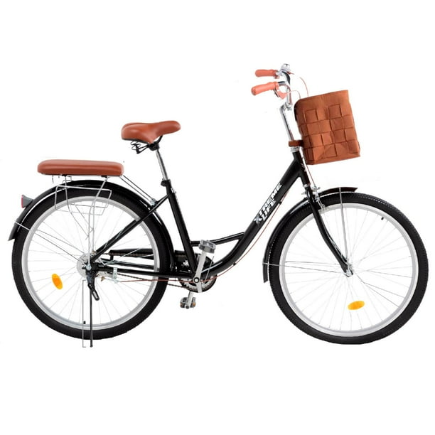 Bicicleta Urbana R26 Xtreme Life Con Canasta Frenos de Pinza Marco de Acero  Vintage Negro