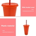 thumbnail image 2 of Billuyoard Vaso para beber con tapa y pajita Botella reutilizable de plástico PP PP para batido de jugo de café de bebida fría Mostrada Naranja 480ml Billuyoard HA007952-07, 2 of 6