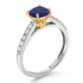 thumbnail image 3 of Gem Stone King 2.20 Ct Blue Lapis G/H Lab Grown Diamond 10K White Gold Engagement Ring with Yellow Gold Prongs (Size 9), 3 of 4