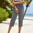 thumbnail image 4 of Axiiglly Capri Pants for Women 2026 Plaid Drawstring Elastic Waist Cropped Pants with Pockets, S-3XL, 4 of 6