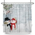 thumbnail image 6 of Funny Christmas Snowman Shower Curtain Snowflakes Snow Winter Scene Shower Curtain on Wood Panel Kids Holiday Curtains 72x72 Inch Polyester Fabric with Hooks, 6 of 6