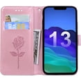 thumbnail image 4 of Wallet Case for iPhone 13 (Not fit iPhone 13 Pro),Classic Rose Flower Pattern Shockproof PU Leather Case with Strong Magnetic Clasp and Card Slots Holder Cover for iPhone 13 MG Pink, 4 of 8