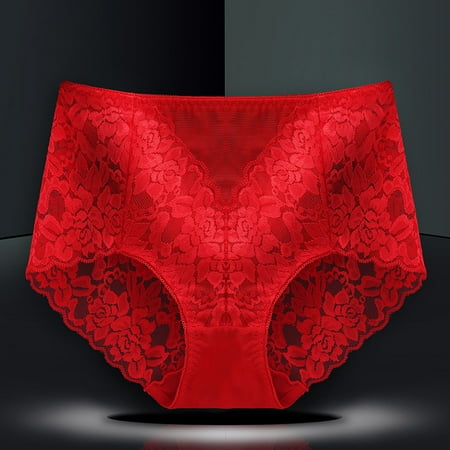 GZWYHT Hipster Panties Clearance Seamless Underwear Women s Mid High Waist Sexy Lace Panties Seamless Brief Briefs High Waisted Underwear Womens Underwear Womens Sexy Underwear Red L