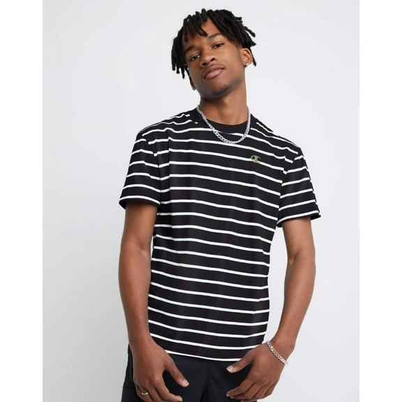 Champion Men's Classic Slub Stripe T-shirt Black/White T74695 407D55 012