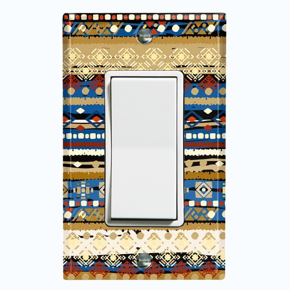 Metal Light Switch Plate Cover Ethnic Aztec Tribal Art Pattern Green SFR054