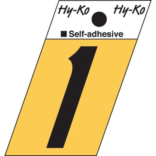 GR-10/7 Address Numbers, "7", Angle-Cut, Black/Gold Aluminum, Adhesive, 1.5-In. - Quantity 10